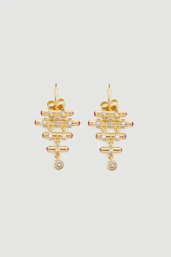 Cluster Gold Earrings - Gold - 1