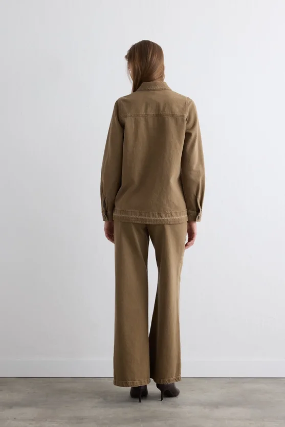 Collared Denim Shirt Brown - 5