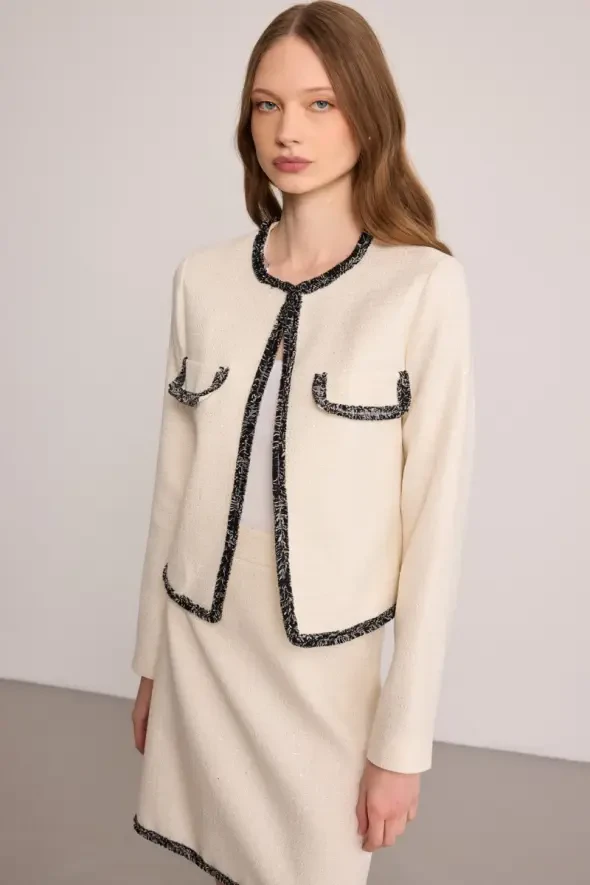 Her lip to Grace Tweed Jacket white Mサイズ Grace Tweed Jacket