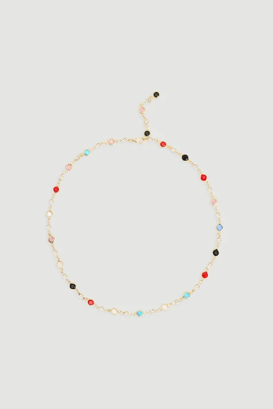 Colorful Stone Necklace Gold - Gusto