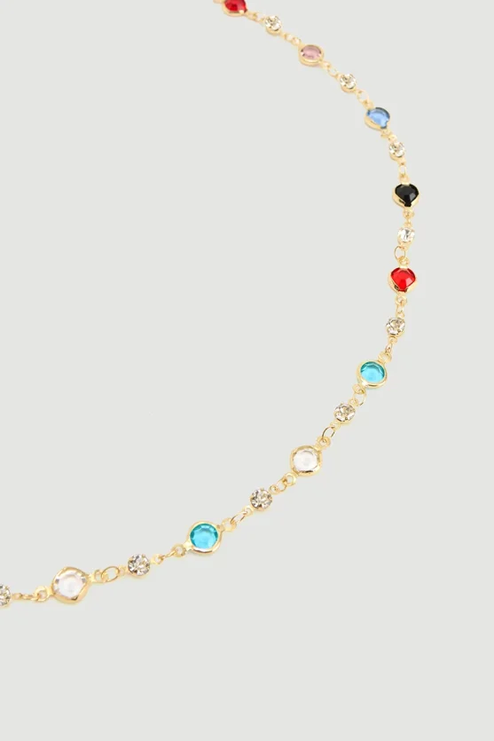 Colorful Stone Necklace Gold - 2