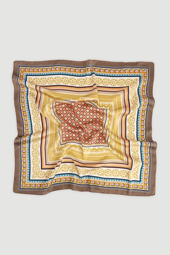 Colorful Striped Patterned Scarf Beige - 2