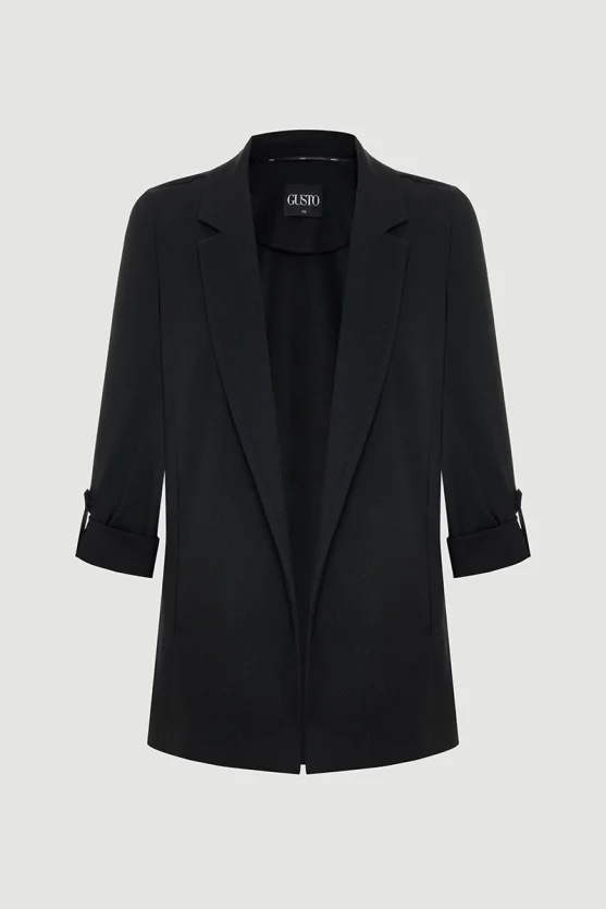 Comfortable Fit Striped Jacket Black - Gusto