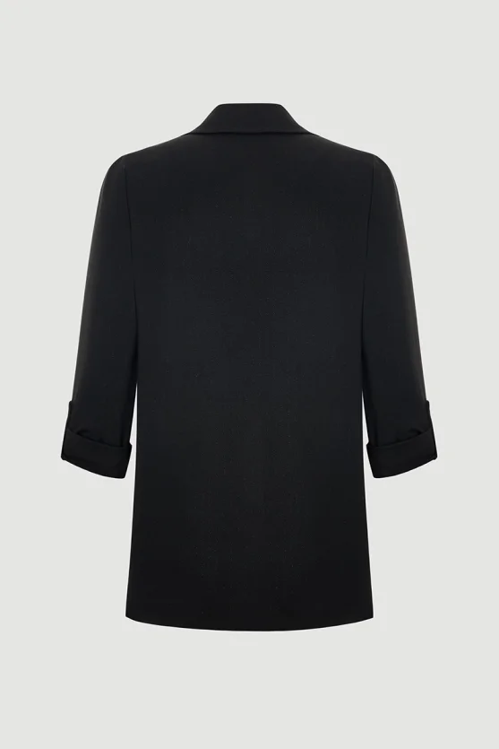 Comfortable Fit Striped Jacket Black - Gusto