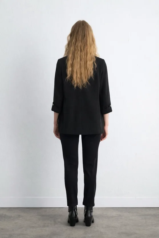 Comfortable Fit Striped Jacket Black - Gusto