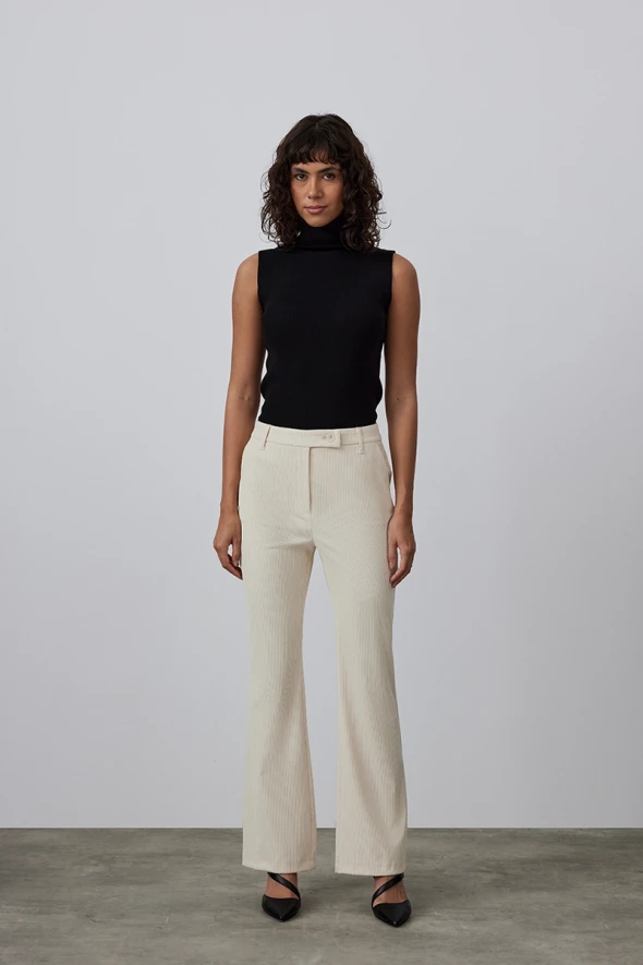 Corded Velvet Trousers - Ecru - 4