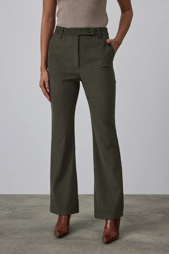 Corded Velvet Trousers - Khaki - 1