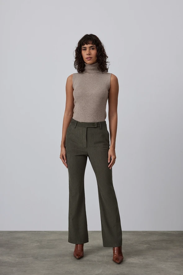 Corded Velvet Trousers - Khaki - 2