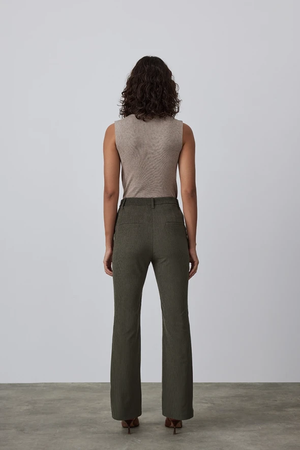 Corded Velvet Trousers - Khaki - 8