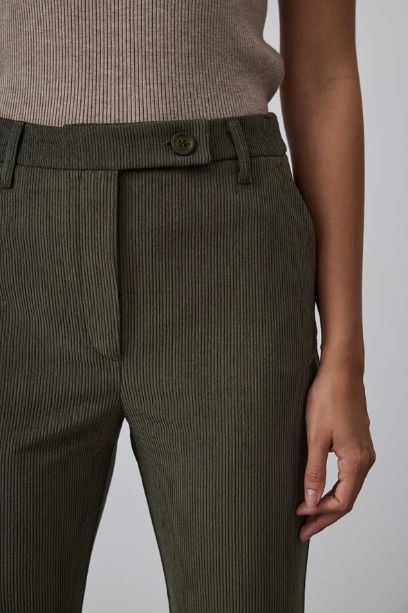 Corded Velvet Trousers - Khaki - 7