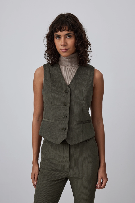 Corded Velvet Vest - Khaki Khaki