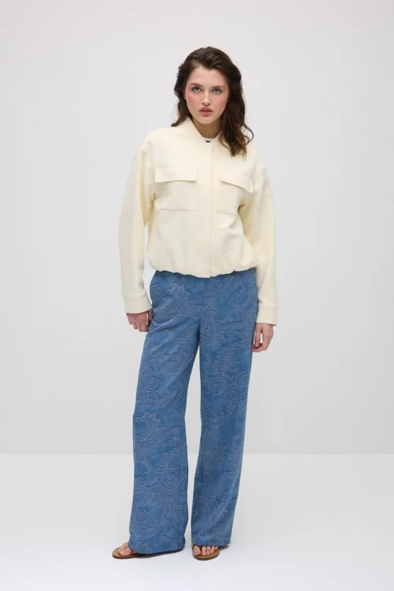 Cotton Bomber Jacket - Ecru - 3