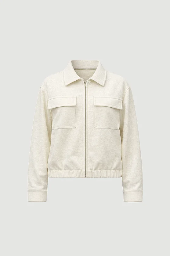 Cotton Bomber Jacket - Ecru - Gusto
