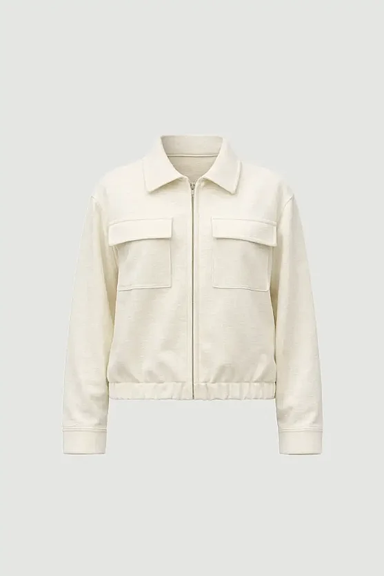 Cotton Bomber Jacket - Ecru - 7