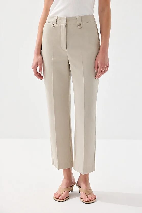 Cotton Linen Carrot Fit Pants - Stone - Gusto