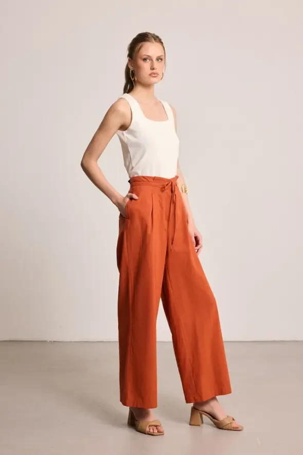 Cotton Linen Pants - Brick - 5