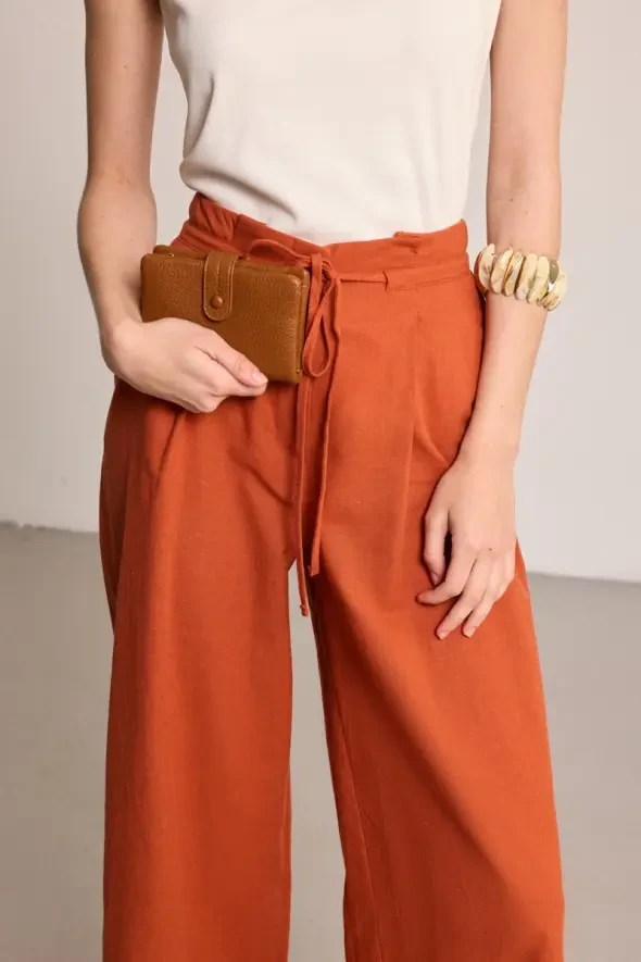 Cotton Linen Pants - Brick - 3