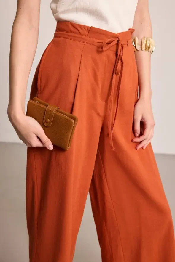 Cotton Linen Pants - Brick - 4
