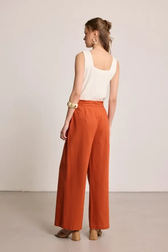 Cotton Linen Pants - Brick - 9