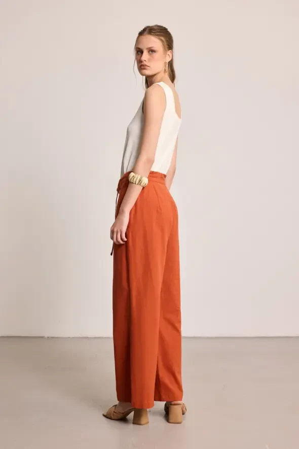 Cotton Linen Pants - Brick - 8