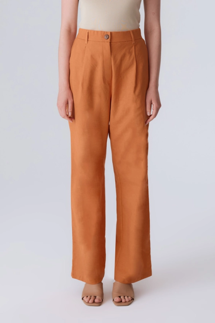 Cotton Linen Pants - Orange Orange