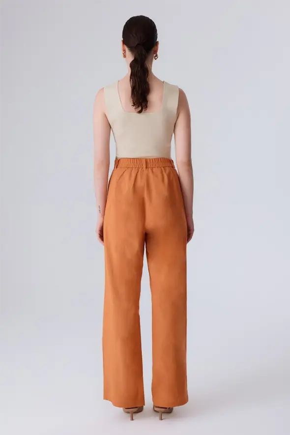 Cotton Linen Pants - Orange - 5