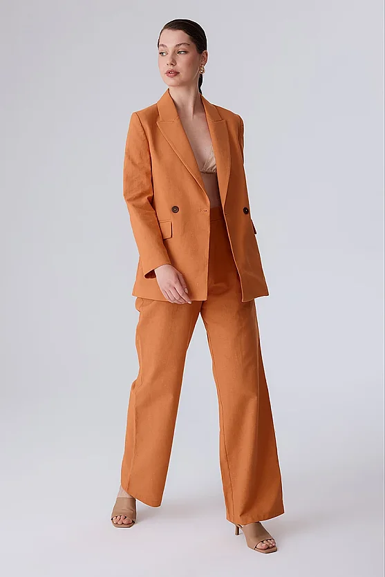 Cotton Linen Trousers - Orange - Gusto