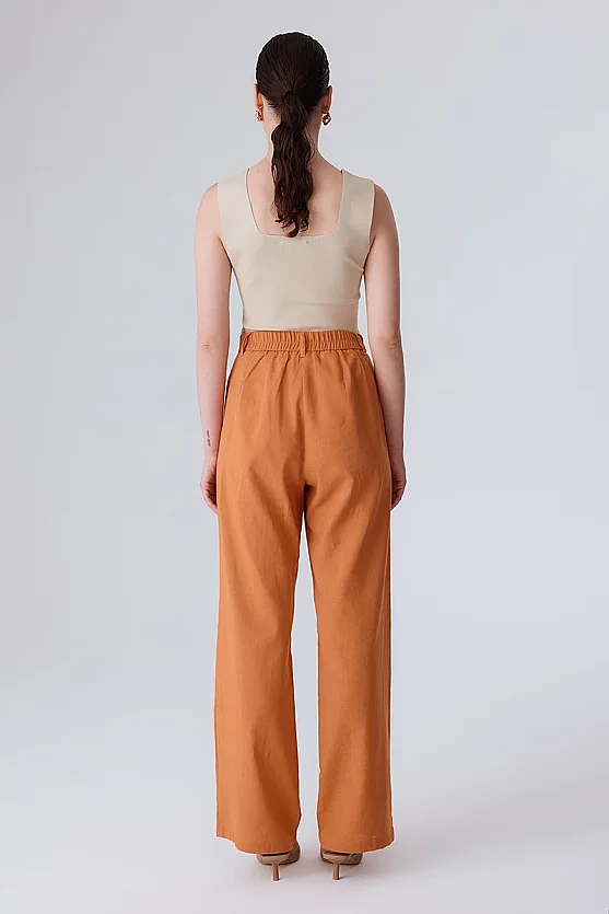 Cotton Linen Trousers - Orange - Gusto