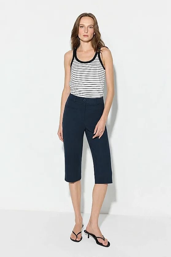 Cotton Lycra Capri Pants - Navy Blue - Gusto
