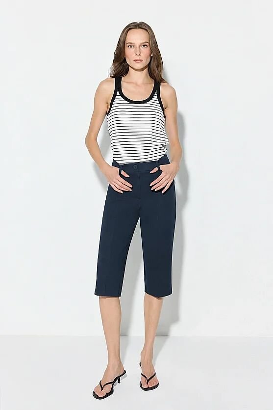Cotton Lycra Capri Pants - Navy Blue - Gusto