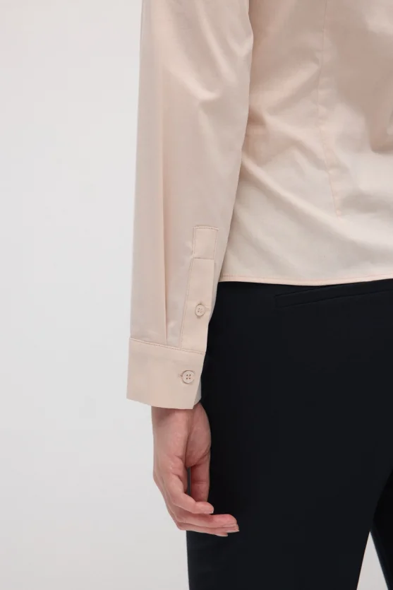 Cotton Lycra Cuff Embroidered Shirt - Beige - Gusto