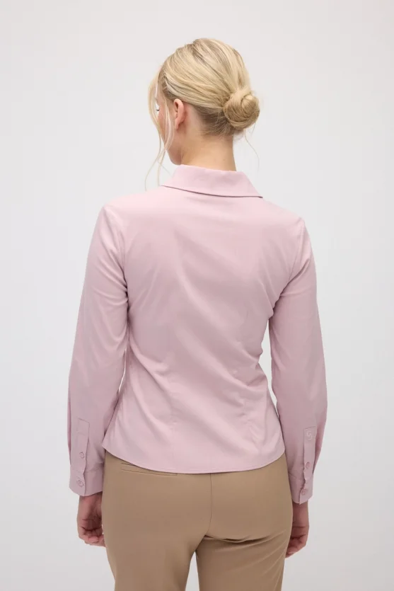 Cotton Lycra Cuff Embroidered Shirt - Pink - 4