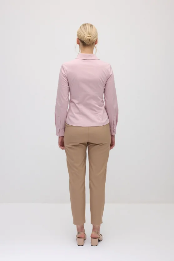 Cotton Lycra Cuff Embroidered Shirt - Pink - Gusto