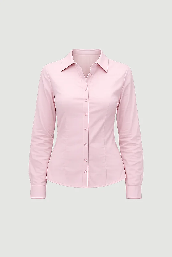 Cotton Lycra Cuff Embroidered Shirt - Pink - Gusto