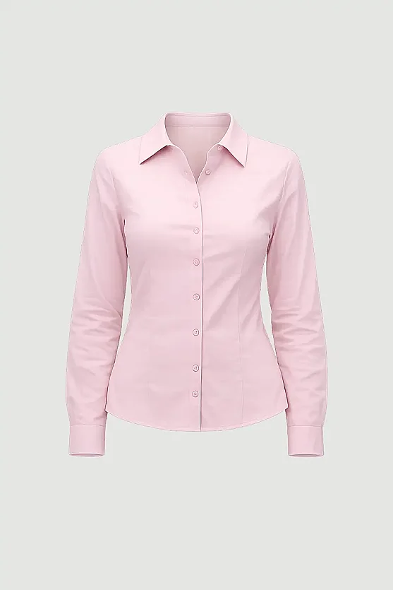 Cotton Lycra Cuff Embroidered Shirt - Pink - 6