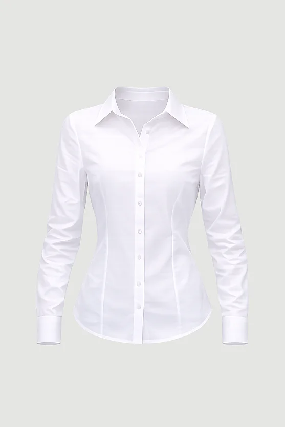Cotton Lycra Cuff Embroidered Shirt - White - Gusto