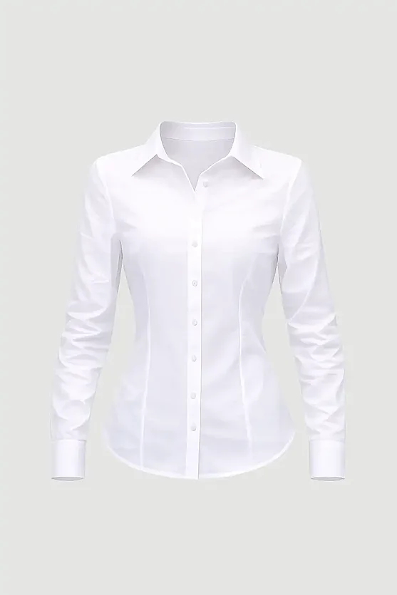 Cotton Lycra Cuff Embroidered Shirt - White - Gusto