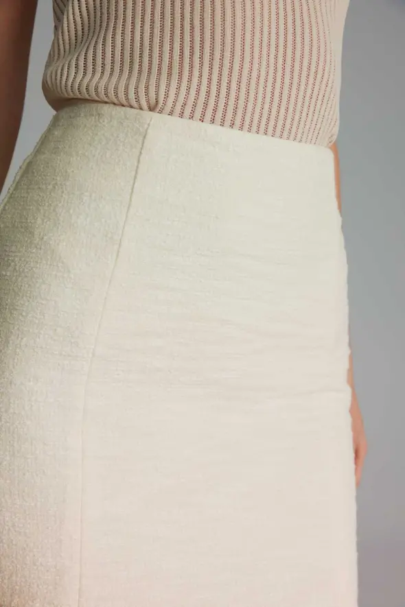 Cotton Mini Skirt - Ecru - 4