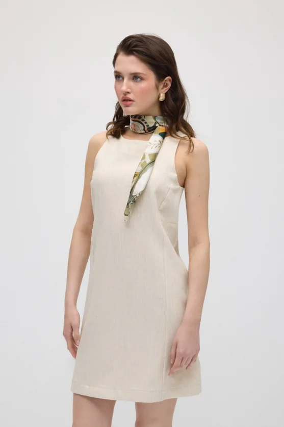 Cotton Pinafore Dress - Ecru - 3