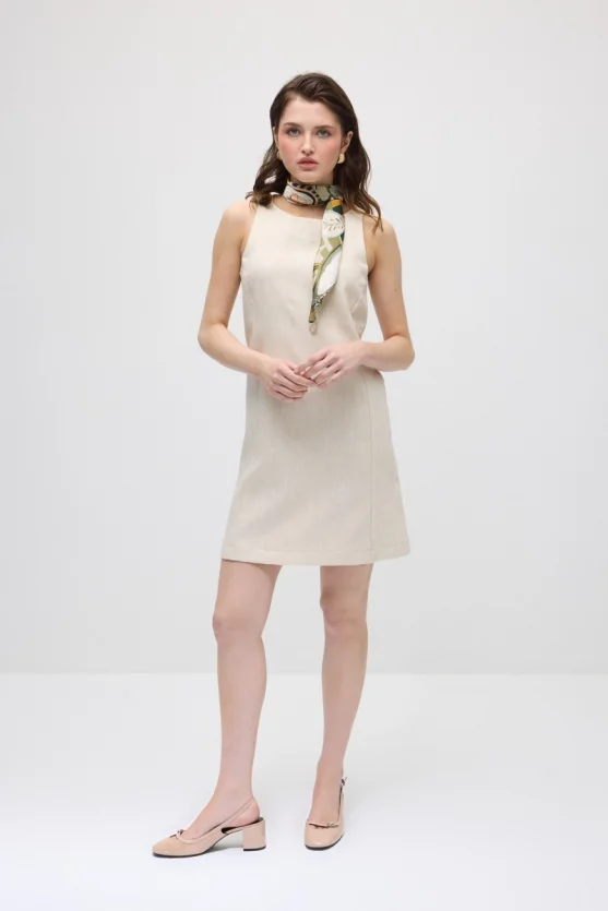 Cotton Pinafore Dress - Ecru - 5