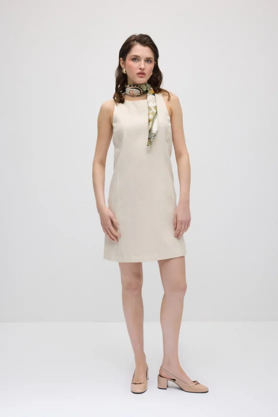 Cotton Pinafore Dress - Ecru - 1