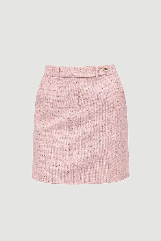 Cotton Tweed Mini Skirt - Pink - Gusto