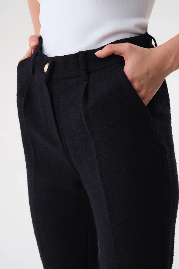 Cotton Tweed Pants - Navy Blue - 5