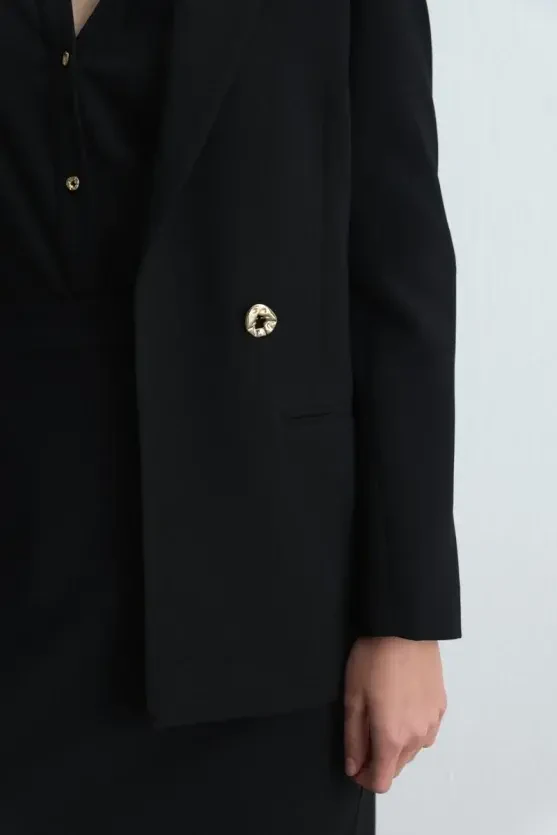 Crepe Blazer Jacket - Black - 6