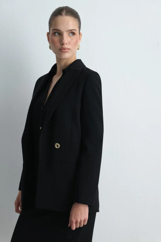 Crepe Blazer Jacket Black - Gusto