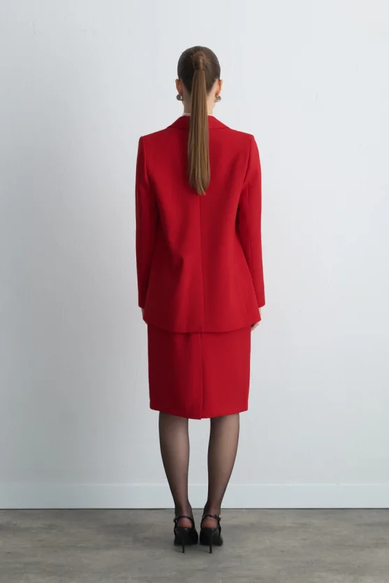 Crepe Blazer Jacket Red - 7