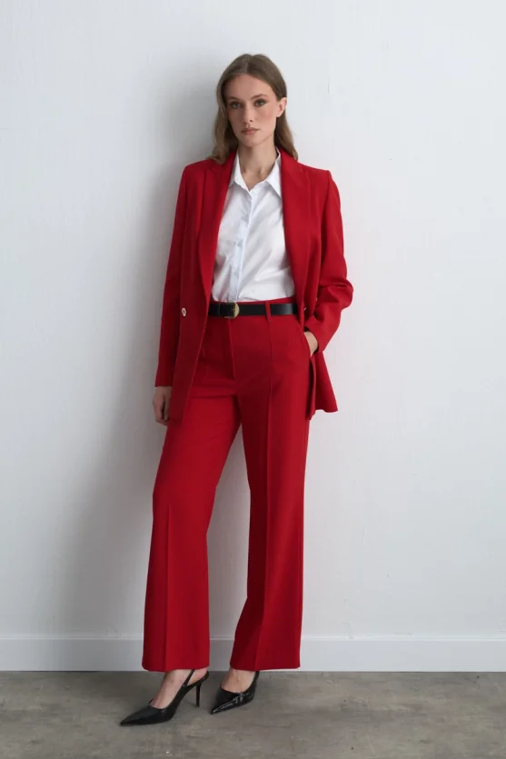 Crepe Blazer Jacket Red - 3