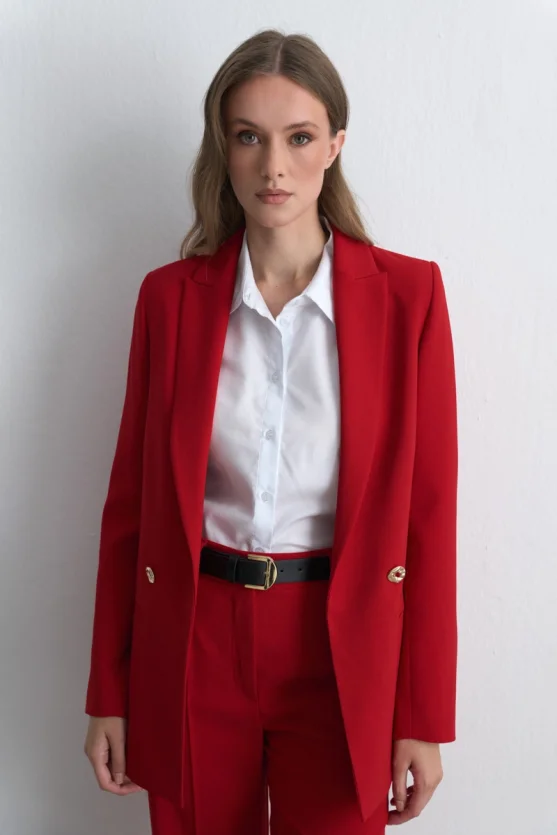 Crepe Blazer Jacket Red - 2