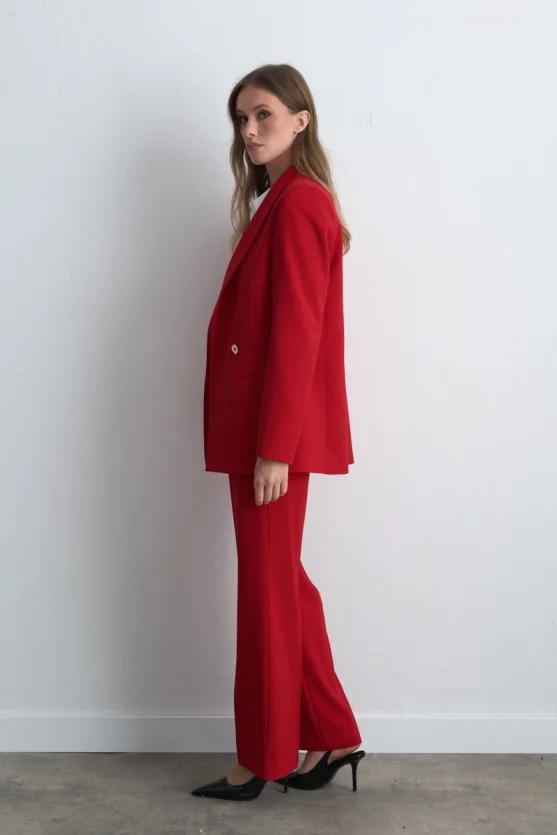 Crepe Blazer Jacket Red - 8