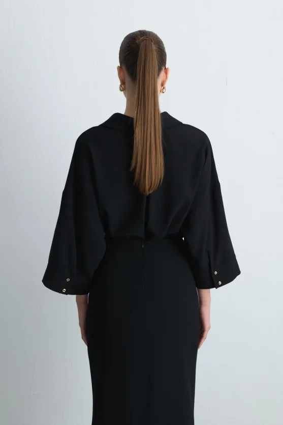 Crepe Pencil Skirt Black - 6